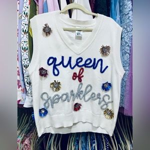 EUC Queen of Sparkles “Queen of Sparklers” sleeveless top. Size small.
